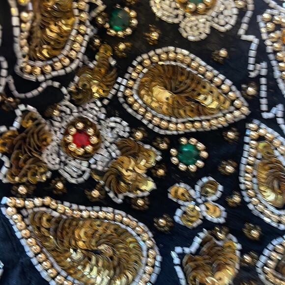 Laurence Kazar Vintage 80s Heavily Beaded Silk Cocktail Dress MP - Picture 15 of 16